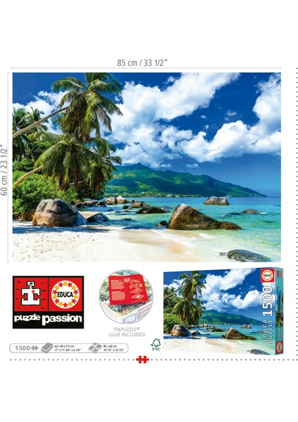 1500 Parça Seyşeller Deniz Vce Doğa Manzarası Puzzle - 19564 - Seychelles fiyatları