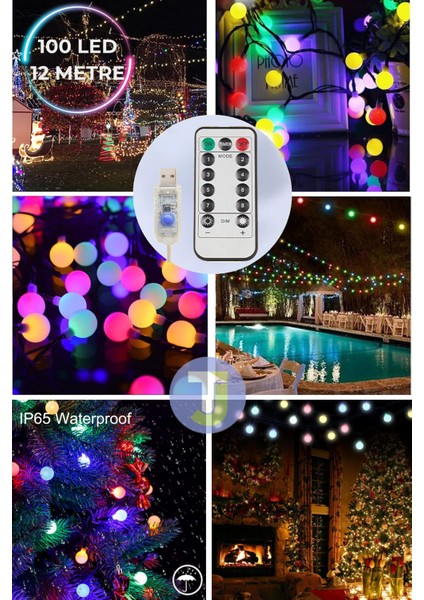 100 Top Ledli Usbli Kumandalı 8 Modlu LED Işık Parti Süsleme Organizasyon RGB Çok Renkli Işık