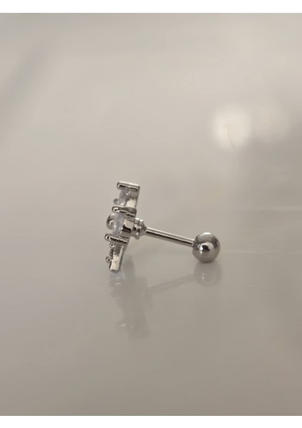 Fiyonk Kurdela Model Kıkırdak Piercing Tragus Helix Silver Gümüş Renk Küpe modelleri