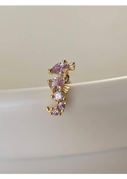 Deniz Atı Model Kıkırdak Piercing Tragus Helix Gold Renk Küpe