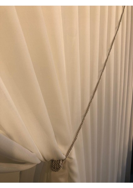 Tül ve Fon Perde Toplama Halatı Tavandan Bağlama Düz Braçol 2 Adet Jumbo Boy Vizon Renk