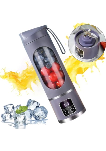 450ML Shaken Take Kişisel Smoothie Taşınabilir Blender Meyve Sıkacağı Şarjlı Mor (4887)