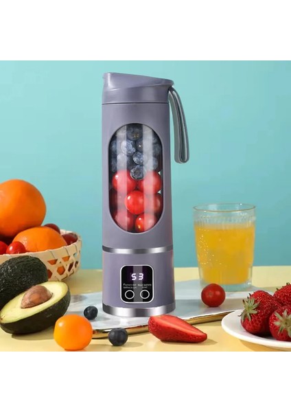 450ML Shaken Take Kişisel Smoothie Taşınabilir Blender Meyve Sıkacağı Şarjlı Mor (4887)