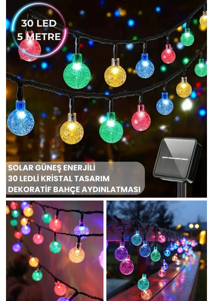 30 Top Ledli Solar Kristal Bahçe Dekorasyon Aydınlatma Güneş Enerjili RGB Çok Renkli Işık