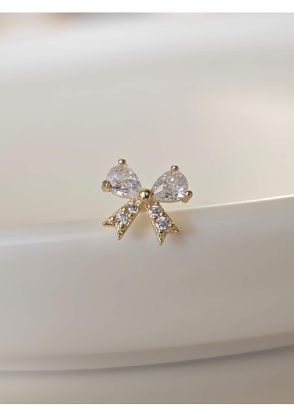 Fiyonk Kurdela Model Kıkırdak Piercing Tragus Helix Gold Renk Küpe