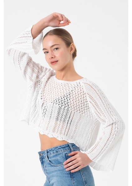 Ajurlu Beyaz Triko Bluz fiyatları