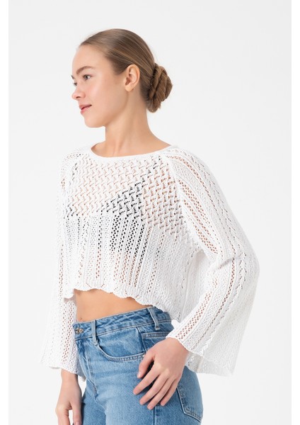 Ajurlu Beyaz Triko Bluz modelleri