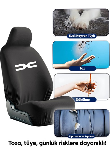 Dacia Oto Servis Kılıfı Siyah Ön ve Arka 4 Parça Takım- Yıkanabilir fiyatları