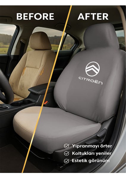Citroen Koltuk Koruyucu Penye Tam Uyum Set Gri fırsatları