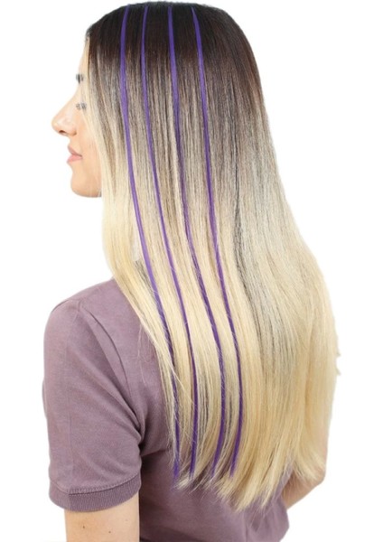 Renkli Sentetik Boncuk Kaynaklık Saç + Takım Aparatı - Küllü Mor- 10 Adet