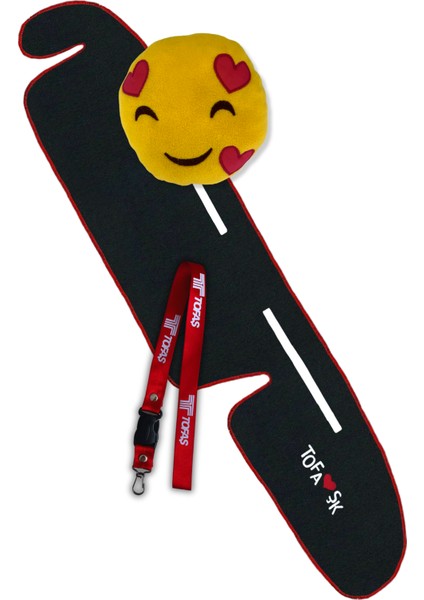 Tofaş Şahin Doğan Kartal Yüksek Torpido Koruma Halısı | Üç Kalp Gülen Emoji Yastık & Oto Ayna Askısı