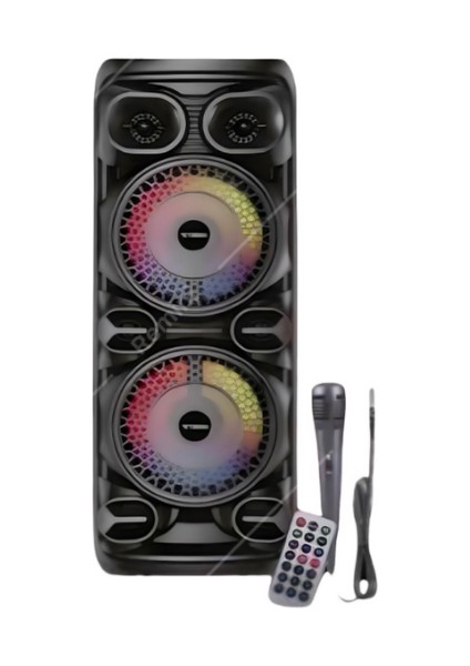 Karoke Mikrofonlu 8*2 Inç Kablosuz Kubandalı Işıklı Speaker