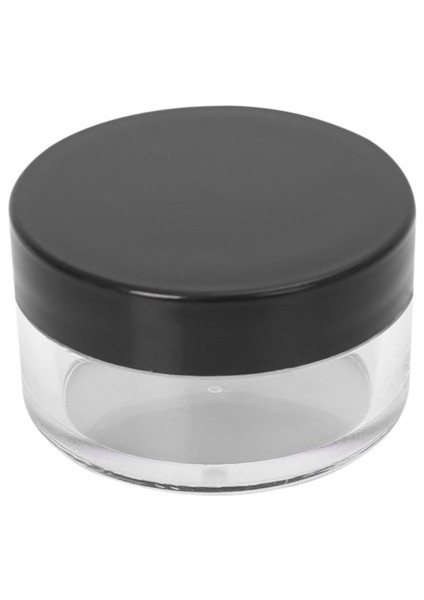 10 ml Şeffaf Akrilik Plastik Krem Kavanozu Siyah Kapaklı