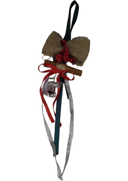 Ince Kurdeleli Gerçek Tarçınlı Yapay Bitkili Asmalık Yılbaşı Duvar Süsü 36 x 9 cm 1 Adet