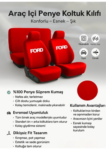 Her Detayi Dusunulmus Ford Escort ile Uyumlu Oto Koltuk Kilifi ile Sifir Uyum Saglanir