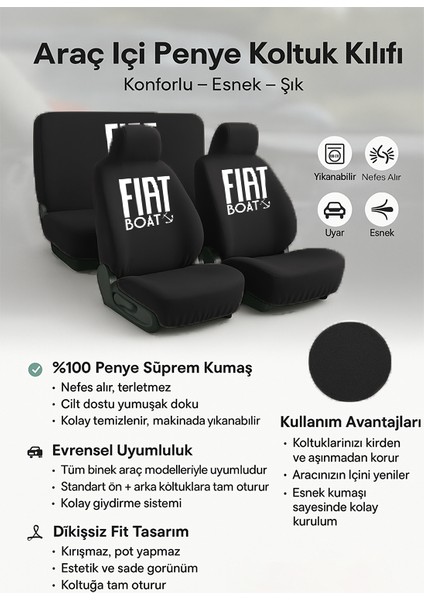 Fiat Strada ile Uyumlu Oto Koltuk Kilifi Fit Yapisi ile Aracinizin Havasini Degistirir