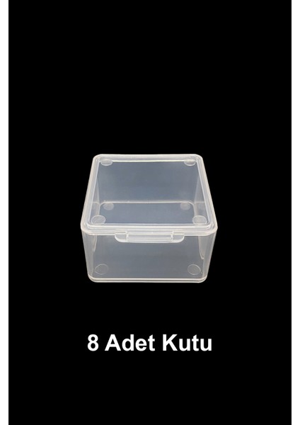 Plastik Şeffaf Küçük Kutu (4,5 cm x 4,5 cm x 2,5 cm ) 8 Adet