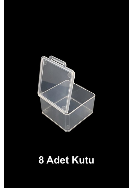Plastik Şeffaf Küçük Kutu (4,5 cm x 4,5 cm x 2,5 cm ) 8 Adet