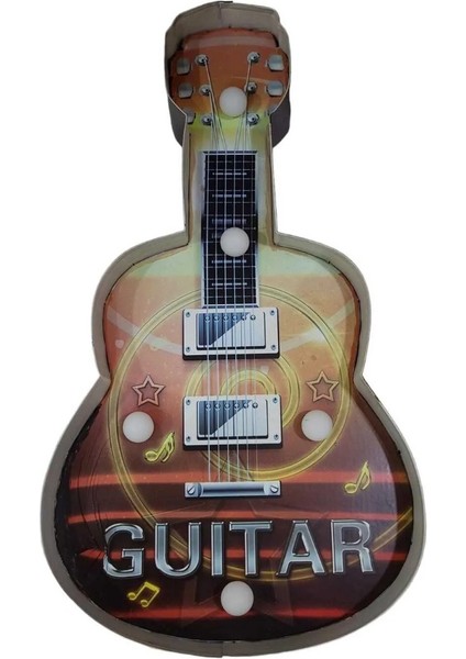 Metal Ledli Gitar Ev Dekorasyon Duvar Dekoru Süslemesi 22 x 5 x 41 cm 1 Adet