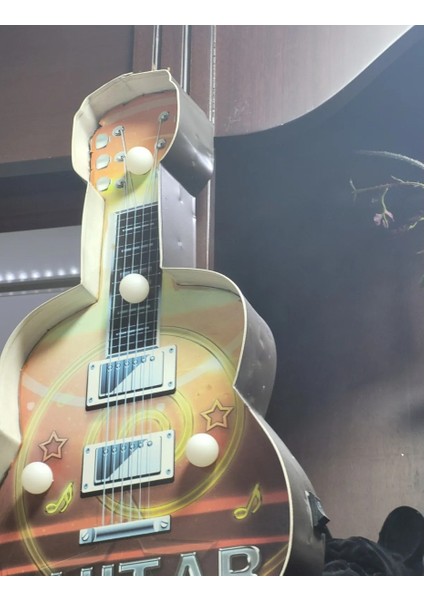 Metal Ledli Gitar Ev Dekorasyon Duvar Dekoru Süslemesi 22 x 5 x 41 cm 1 Adet