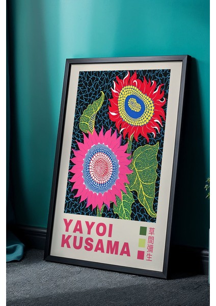 Botanik Minimalizm: Göz Alıcı Ayçiçekleri ile Doğal Ahşap Çerçeveli Japandi Duvar Sanatı