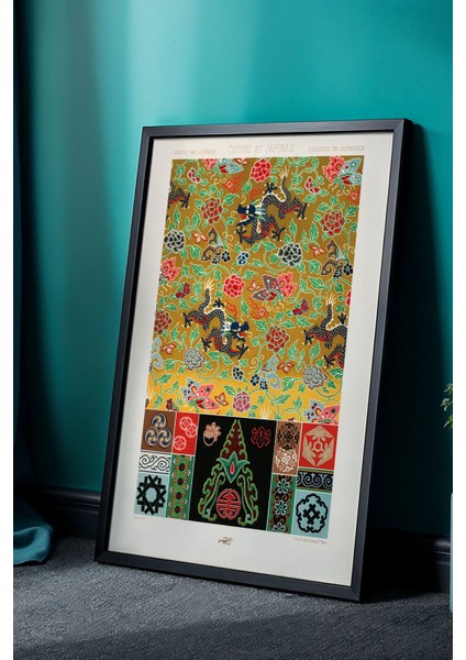 Japandi Serisi Doğal Ahşap Çerçeveli Tablo - Vintage Japon Estetiği