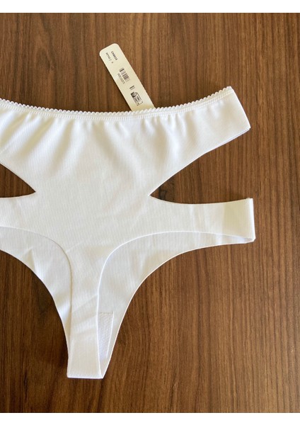 Beyaz Yüksek Bel Lazer Kesim Kadın Tanga Külot fırsatları
