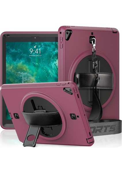 Apple iPad 5 Air 9.7 Kılıf Strap-C Otterbox Tablet Kapak - Mürdüm 11