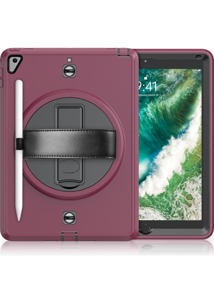Apple iPad 5 Air 9.7 Kılıf Strap-C Otterbox Tablet Kapak - Mürdüm 11