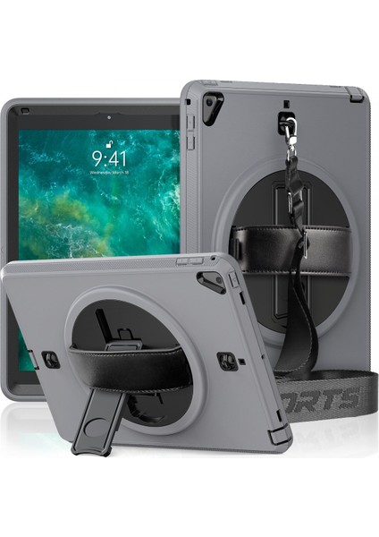 Apple iPad 9.7 (2017) Kılıf Strap-C Otterbox Tablet Kapak - Gri 11
