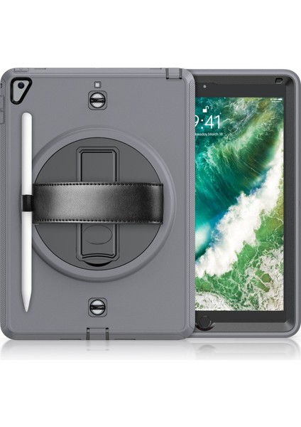 Apple iPad 9.7 (2017) Kılıf Strap-C Otterbox Tablet Kapak - Gri 11