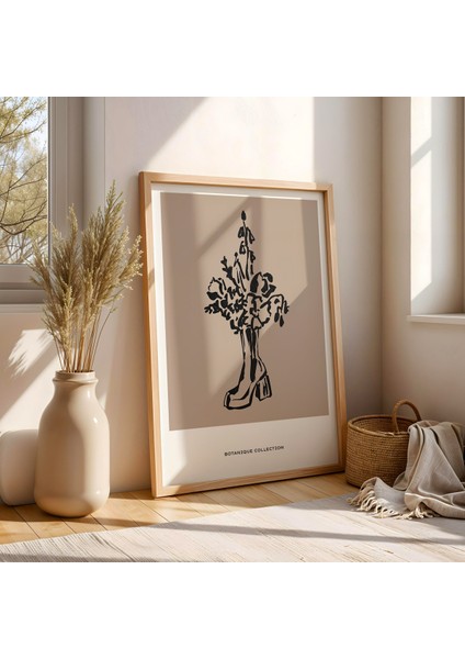 Botanik Ruh – Minimalist Bohem Doğal Ahşap Çerçeveli Duvar Tablosu fiyatları