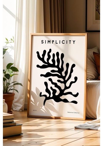 Lagom Life Bohem Minimalist Ahşap Çerçeveli Duvar Tablosu