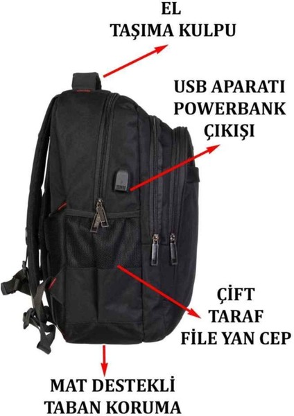 Dada 01 Darbe Emici USB Aparatlı Su Geçirmez Kumaş 15.6 Inç Suluk Bölmeli Ped Korumalı Sırt Çantası fırsatları