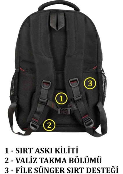 Dada 01 Darbe Emici USB Aparatlı Su Geçirmez Kumaş 15.6 Inç Suluk Bölmeli Ped Korumalı Sırt Çantası indirimleri