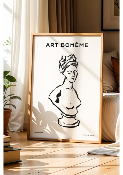 Figüratif Kadın Silüeti Doğal Ahşap Çerçeveli Duvar Tablosu