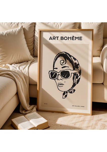 Retro Kadın Portresi Doğal Ahşap Çerçeveli Bohem Duvar Tablosu fiyatları