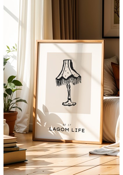 Lagom Hayatı – Minimalist Ahşap Çerçeveli Duvar Tablosu