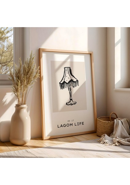 Lagom Hayatı – Minimalist Ahşap Çerçeveli Duvar Tablosu fiyatları
