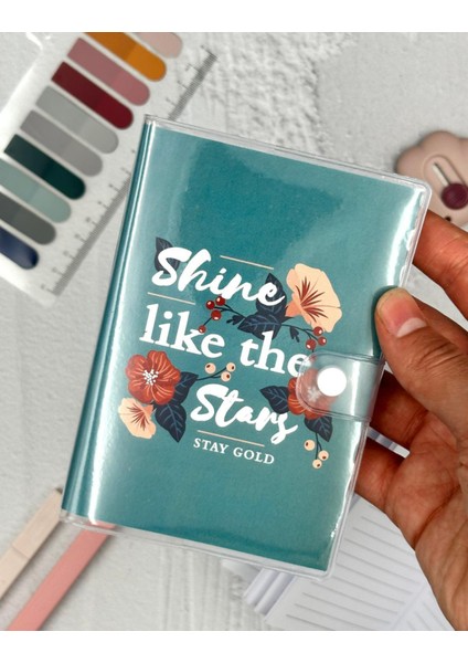 A6 Çıtçıtlı Tropikal Hibiscus Desenli Çizgili Defter