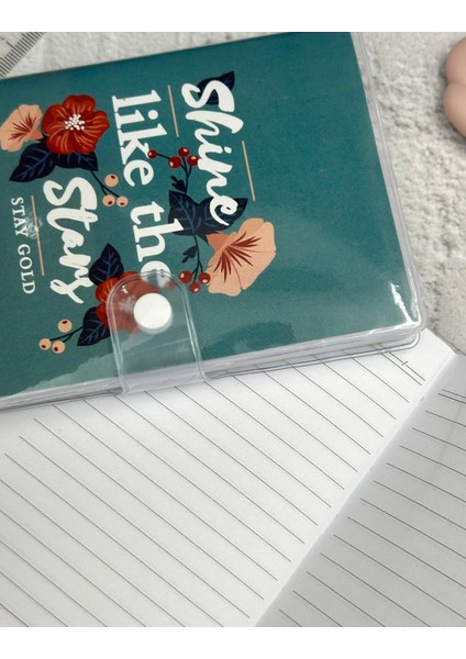A6 Çıtçıtlı Tropikal Hibiscus Desenli Çizgili Defter modelleri
