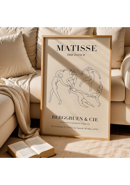 Matisse Dans Eden Figürler Siyah Beyaz Bohem Ahşap Çerçeveli Duvar Tablosu fiyatları