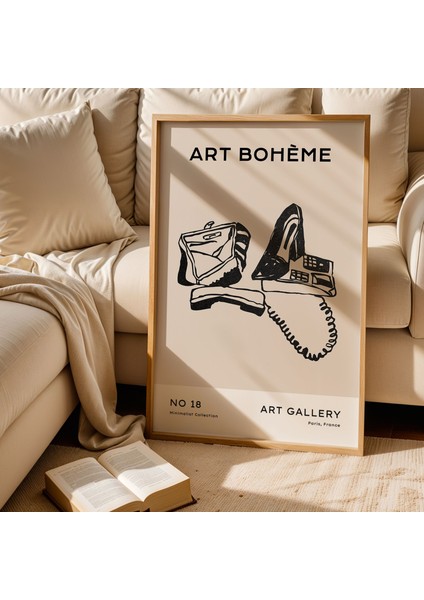 Art Bohem Minimalist Çizimi Doğal Ahşap Çerçeveli Duvar Tablosu fiyatları