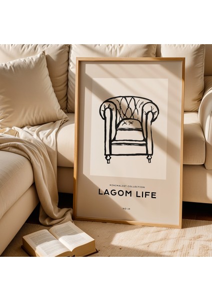 Rahatlık Sanatı – Lagom Tarz Ahşap Çerçeveli Minimalist Duvar Tablosu fiyatları