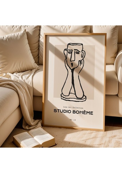 Stüdyo Bohem Vintage Çizimi Doğal Ahşap Çerçeveli Duvar Tablosu fiyatları