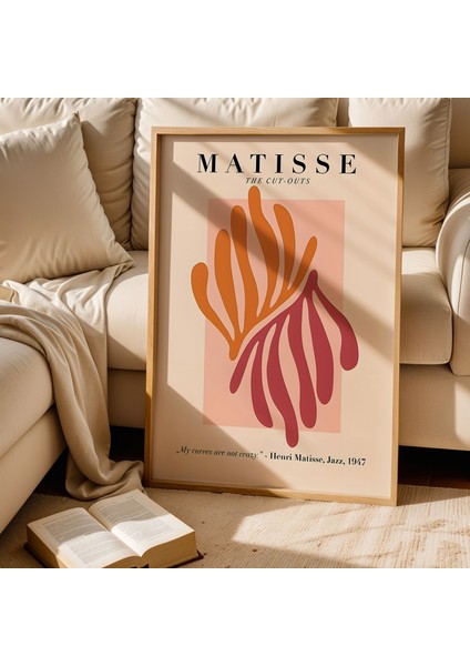 Matisse Yaprak Desen Bohem Kahverengi Minimalist Ahşap Çerçeveli Duvar Tablosu fiyatları