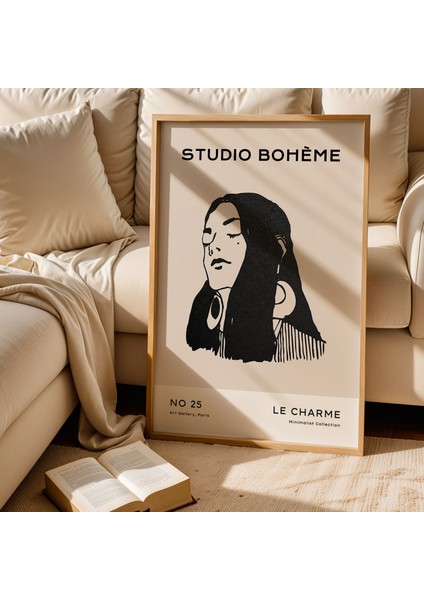 Studio Bohem Sanatsal Kadın Figürü Doğal Ahşap Çerçeveli Duvar Tablosu fiyatları