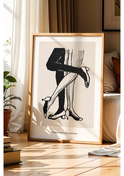 Dansın Zarafeti - Minimalist Doğal Ahşap Çerçeveli Duvar Tablosu