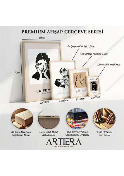 Art Bohem Kadın Figürü Doğal Ahşap Çerçeveli Duvar Tablosu modelleri