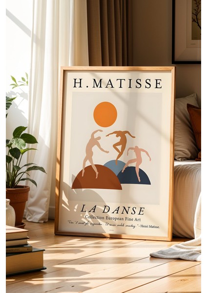 Matisse Dans Eden Figürler Bohem Minimalist Ahşap Çerçeveli Duvar Tablosu